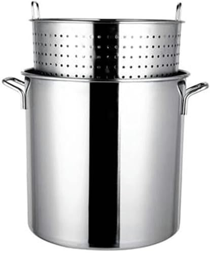 27Qt/45Qt/63Qt Suppentopf aus Edelstahl, gewerbliche, robuste Fritteuse für Truthahn, Langusten und Muscheln, Dampfgarer mit Siebkorb für Suppe, Brühe und Fond, Chili-Auflauf