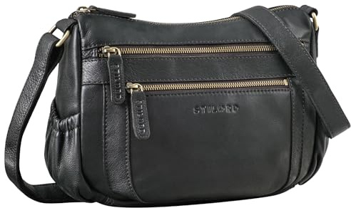 STILORD Rose Edle Leder Umhängetasche Damen Mittelgroß Vintage Hochwertige Ledertasche ideal als Alltagstasche Freizeittasche Diebstahlsichere Echtleder Damentasche Farbe:schwarz