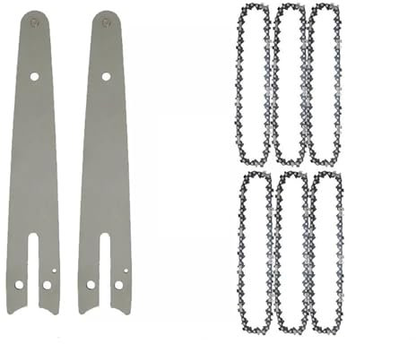 Générique Lame de scie à chaîne de 6 Pouces, Mini scie électrique Portable sans Fil, 37 nœuds, 18 Couteaux, Mini scie à Batterie for Outils de Jardin en Bois(6-inch Set7)