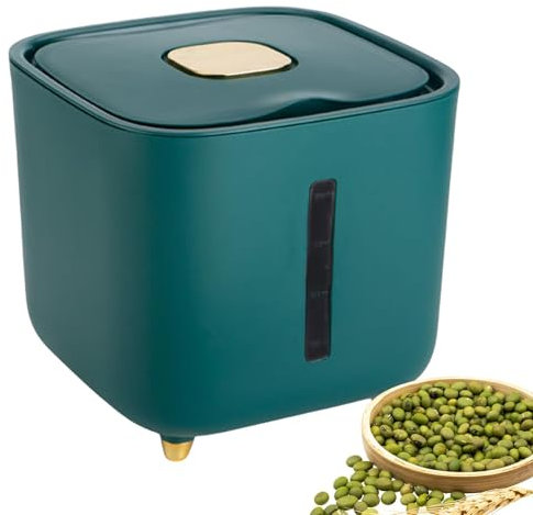 Dispensador de cereales, dispensador de arroz, hermético, apilable de 10 kg con tapa ligera, cubo de viaje, grande, resistente a la humedad, para nueces, médicos