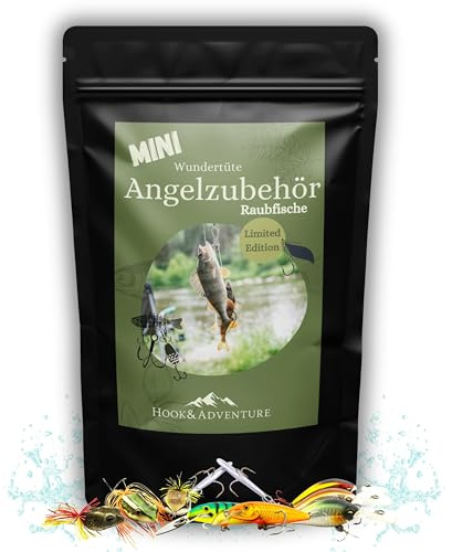 Hook & Adventure Wundertüte Mini Angeln Angelzubehör Angelset Kleinteile Köder Angel-Set als Geschenk für Angler Petri Box Überraschung Geschenk Set, Petribox für Angler, Angler Geschenke