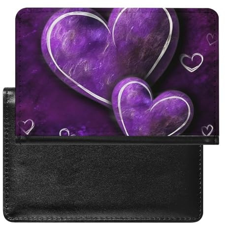 Reisepasshalter und Impfkarte - Motiv lila Herzen - 14 x 9 x 0,4 cm, lila Herz, 14 x 3,9 x 0,4 Zoll, klassisch, Lila Herz, 5.8 × 3.9 × 0.4 Zoll, Klassisch, Lila Herz, 5.8 × 3.9 × 0.4 inches, Klassisch