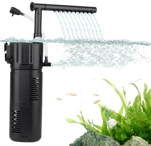 hygger Filtro Interno per Acquario 4 in 1 Filtri Integrati nell'acquario, 10W Pompa Filtro Sommergibile a Flusso Regolabile per Acquari 55-110 Litri (15-30 Galloni)
