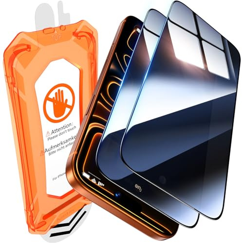 UniqueMe for iPhone 17 Pro Privacy Screen Protector - 2 Pack | 28°Anti-Spy, 9H Tempered Glass, 6.3 Inch, Full Coverage, Bubble-Free Installation, Automatic Dust Removal, Case Friendly