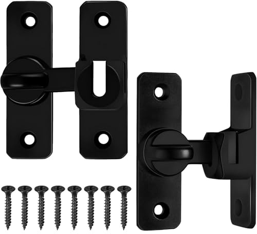 2 Stück Türriegel Innen, Türverriegelung Innen Aus Aluminium, 90°/180° Universal Für Badezimmer, Schlafzimmer Und Wohnungstüren, Schwarz