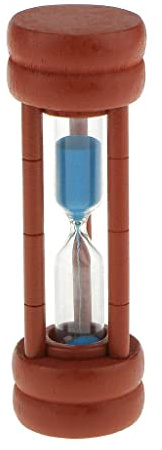Temporizador de arena de 2 minutos para cepillado de dientes con marco de madera granate y arena azul, decoración de escritorio y temporizador de cocina
