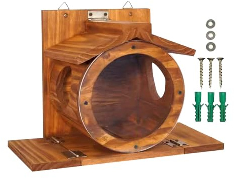 Mangiatoia in legno per scoiattoli, resistente alle intemperie, con fori di ventilazione, per esterni, per nocciole, pannocchie, fieno, scoiattoli, alberi, giardino, recinzione esterna