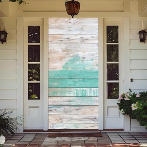 Treer Decorazione per Porta d'Ingresso Interna e Esterna, Decorazione Copertura per Porta con Elastico Striscione da Appendere Coperto Sfondo per Casa Festa, Halloween, Natale (Legno 6,90 * 210cm)