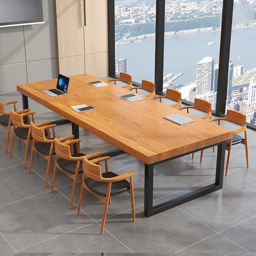 Großer Konferenztisch aus Massivholz, einfache Montage, Sitze, 5–10 cm, stabile Metallhalterung, ideal für Meetings, 160 x 100 x 75 cm