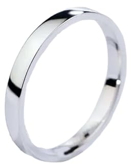 Whoiy Herrenring Platin 950 Kein Edelstein, Verlobungs Ringe Echt Gold Trauring Poliert 3MM Eheringe für Herren Größe 61 (19.4)