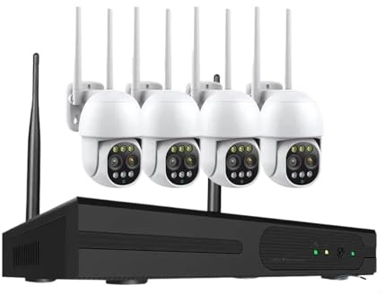 16CH NVR Wireless CCTV System 4K 8MP Color Night Vision Video Surveillance Set WiFi Nvr Kit Cctv Outdoor Ip66 10X Zoom Cameras Motion Detection(None,16CH NVR 4 Camera)