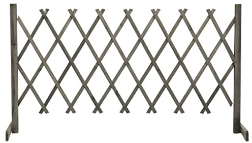 Garden Trellis Fence, Grey, 150 x 80 cm, Solid Wood Fir, Expandable, Privacy Screen for Climbing Plants, Robust Fence Panels for Outdoor Use