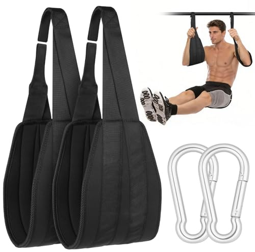 AUYAO Sling Trainer med remmar Slings 1 par Suspension Trainer Armslingor för bukträning, Vadderade hängande med dragstång Bukmuskelslingor Sling Trainer Bukmuskelträning Svart-A