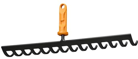 Fiskars OneClick Râteau à 14 Dents | Accessoire pour Râteau de Sol Destiné aux Plates-Bandes, Changement Facile en Un Clic, Acier Trempé, Noir/Orange, 1080677