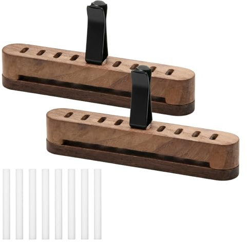 2 Pièces Diffuseur Parfum Voiture en Bois de Noyer, Diffuseur Huiles Essentielles Voiture avec 8 Recharges, Diffuseur Voiture à Clip pour Grille d’Aération