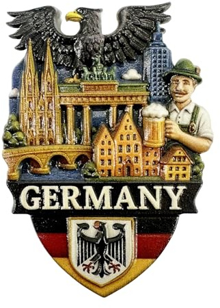 Kühlschrankmagnet Souvenir 3D Deutschland Motiv mit Wahrzeichen, Skyline & Adler – Reiseandenken, Mitbringsel & Geschenkidee – Germany