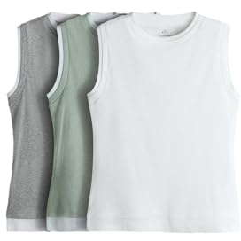 THE SET Donne Confezione da 3 canotte doppio strato Light Grey/Pale Khaki/White M