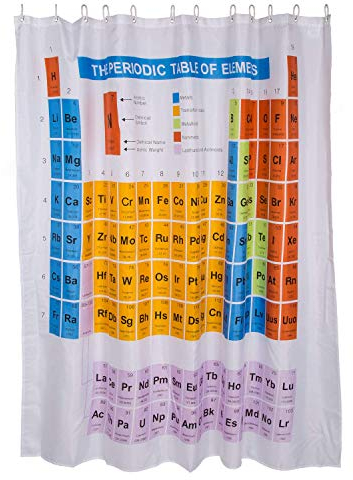OOTB Cortina para Ducha, La Tabla periódica, Multicolor, Aprox. 180 x 180 cm