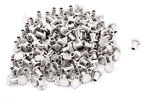 uxcell 200 Pcs M4 x 6mm Aluminum Flat Head Semi-Tubular Rivets Silver Tone