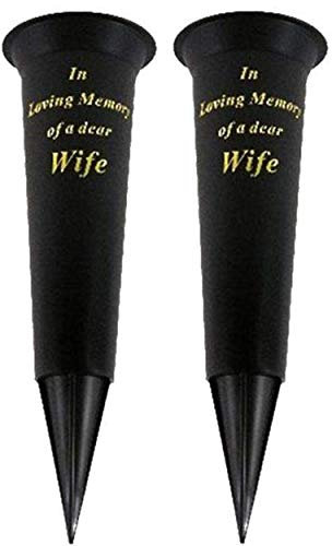 Angraves Set of 2 Wife In Loving Memory Spiked Memorial Grave Flower Vases