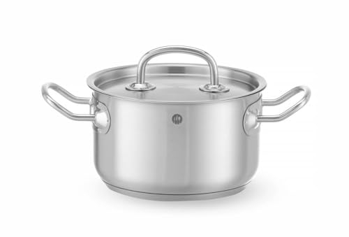 HENDI Marmite, médiane, couvercle avec trous de vapeur, pot de cuisson, casserole, braisière, faitout, convient à toutes les sources de chaleur, lavable au lave-vaisselle, 6L, ø240x(H)135mm, inox