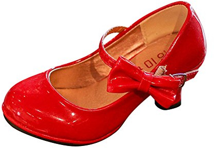 MISSMAO Mädchen Prinzessin Schuhe Kostüm Ballerina Ballerina Shuhe Festliche Mädchenschuhe Taufschuhe Schuhe Rot 32