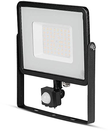 V-tac VT-50-S-Z LED schijnwerper met sensor - 50 W - 4000 Lm - 4000K - zwart