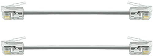 NECABLES Confezione da 2 cavi telefonici corti da 7,6 cm, cavo telefonico corto da parete RJ11 6P4C maschio a maschio per rete fissa