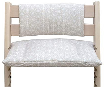 Blausberg Baby - ABWASCHBAR - Kissen Set Junior für Stokke Tripp Trapp Hochstuhl (ohne Schlitz im Sitzkissen) - Sitzverkleinerer Happy Star Beige