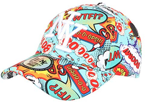 NY Cap Türkis und Rot Original, Streetwear Baseball Bang Boum – Einheitsgröße – Blau