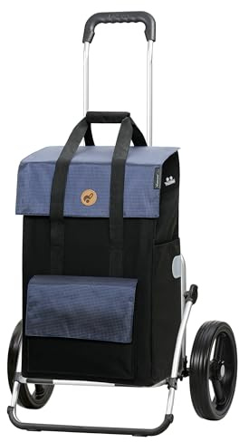 Andersen Einkaufstrolley - klappbar - 43 Liter - mit Kühlfach | Aufhängung für Einkaufswagen - belastbar 50 kg - Aluminium - Trolley - 3-Speichen-Rad Ø 25 cm - Cargo Shopper XXL Vektor blau
