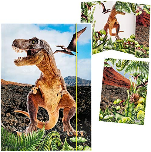 alles-meine.de GmbH XXL 2 Stück A3 - Zeichenmappen/Sammelmappen Motivwahl Dinosaurier - Tyrannosaurus Rex - Ordner - 44 cm - Mappen für Hefte Zeitschriften Zeichnungen ..