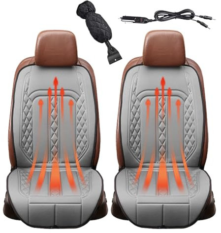 LRF-yxkj Coprisedile Riscaldato Auto 45 °C-65°C Chauffage Rapide, Contrôle Intelligent 12v Cuscino del Sedile Riscaldato per Auto Include Guanti E Pala da Neve,Gray-2PCS