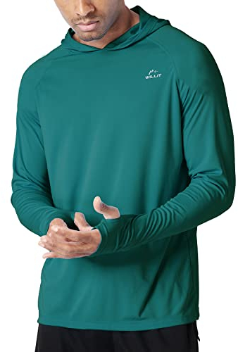 WILLIT Herren Hoodie Kapuzenpullover UPF 50+ Sonnenschutz Rashguard Kapuzen Shirt Langarm SPF Angeln Outdoor Laufen Wandern Leicht Teal XL