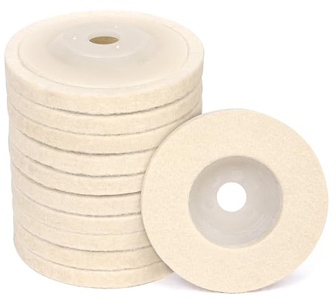 Shineboc 10pcs Wool Polishing Wheel Disc, 100mm(4 inch) Angle Grinder Discs Car Polishing Pads Buffing Wheel Wet Polishing Wheel Set for Metal, Marble Stone, Jewelry,Plastics,Furniture,Car