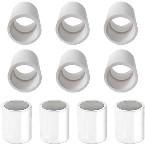10Pack 3/4 inch PVC Pipe Coupling Adapter Pipe Fittings, Socket x Socket, Sch40 PVC Coupling, PVC Slip Socket Connectors, PVC Straight Pressure Pipe Fittings for Home or Industrial Use