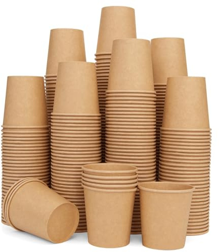 Vumdua 300 Tazas de Papel Kraft Desechables de 6 Onzas, Vasos de Papel Desechables para Bebidas Frías y Calientes para Café, Agua, Té, Jugo, Espresso y Cortado