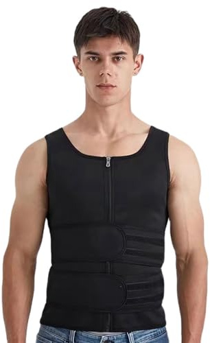 SUIUOI Herren Neopren Sauna Weste Body Shaperwear, Fitness Korsett Bauchweg Shirt mit Sauna Effekt Tank Top Shapewear,Fitness Korsett Bauchweg Shirt mit Sauna Effekt Bauchweggürtel Neopren