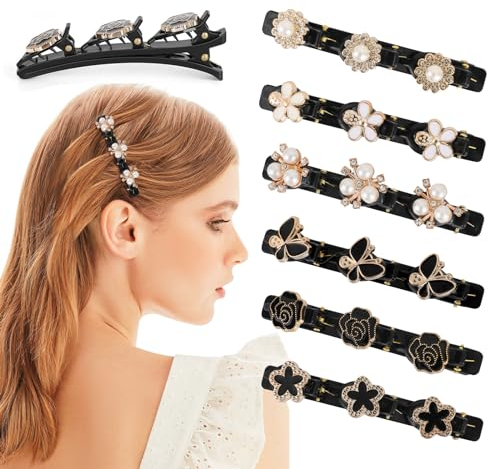 JSRQT 6 Stück Haarspangen Damen mit Klammern,Kolibri Haarspange Entenschnabel Haarclips,Perlenkristall-Mode Haarspangen Für Frauen MäDchen Haarschmuck