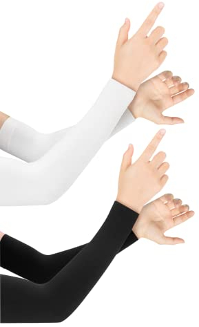 Feelorna 2 Paia Manicotti Braccio, manicotti di raffreddamento a compressione Protezione solare UV manicotti per le braccia traspiranti per uomini donne sport ciclismo (con foro per il pollice)