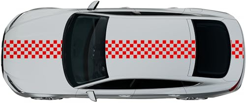 Kiwistar - Autoaufkleber Rallye Streifen - 30 x 400 cm Karo gekachelt - rot glänzend - selbstklebend - Viperstreifen für Auto, Motorhaube, Karosserie - Tuning Aufkleber Racing Deko