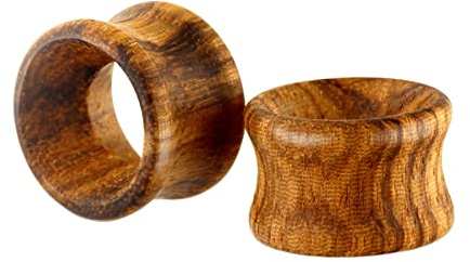 Bcughia Piercing Tunnel Holz 6-20mm Flesh Tunnel Plug Hölzern Reifen Tunnel Ohr Set, 2 Stück