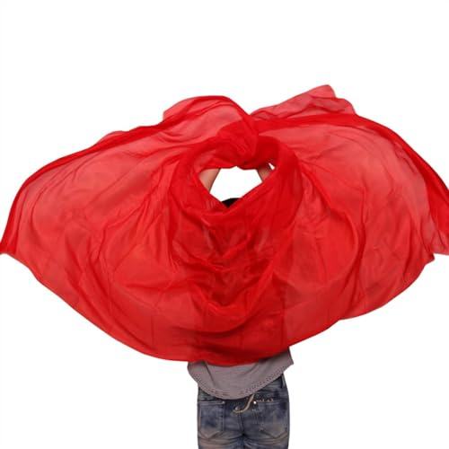 Bauchtanz Seidentuch Echte Bauchtanz-Seidenschleier, Farbverlaufsschal, Performance-Schal, handgefertigt, natürliche echte Seide, handgeworfen, for Erwachsene und Frauen.(Color:Red,Size:250x114cm)