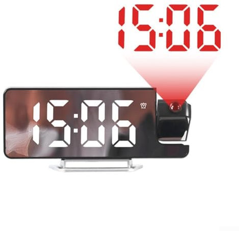 GLOBALHUT Projektionswecker, Projektionsuhren für Schlafzimmer, digitaler Projektor-Wecker, Decke mit LED-Display, flexible Projektion (weißes Licht)