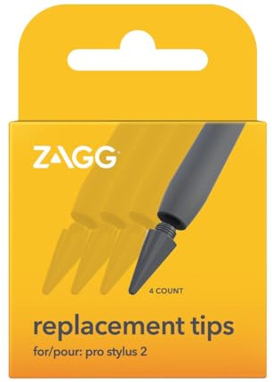 ZAGG Pro Stylus 2 Stift für iPad, Ersatzspitzen (4 Stück), Post 2018 iPad, Grau