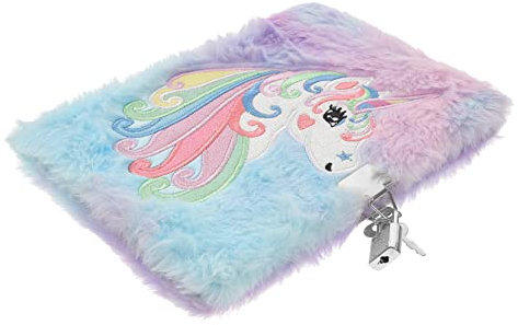 WHAMVOX Plüsch Einhorn Notizbuch Mit Schloss Süßes Cartoon-design Perfektes Schul Und Mädchen Leicht Und Tragbar Für Kreative Planung Und Organisation