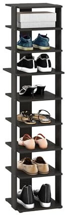 Furinno Compact Zapatero De 9 Niveles con Torre Vertical, 31.5 X 32.7 X 130.8 Cm, para Entrada De Armario, Oficina Y Garaje, Color Espresso
