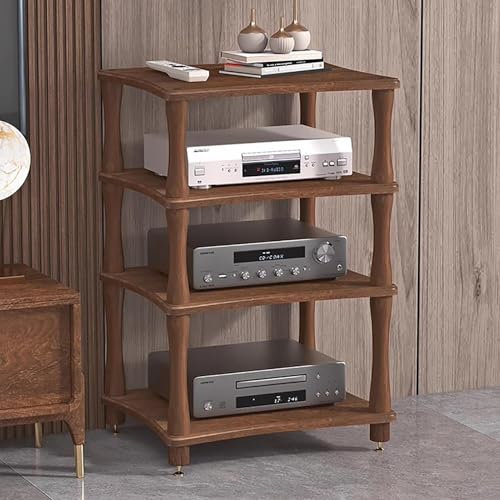 Elitix HiFi Rack Audio-/ Videoregale und Dekoregale Aus Massivholz für Medienkonsolen, Organizer für Spielkonsolen-Ausrüstung/CD-Player-Komponenten, Medientische für das Wohnzimmer(Brown,60x48x85cm)