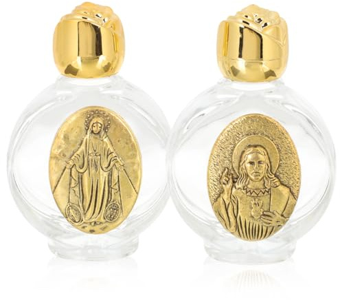 Alipis 2Pcs Decorative Holy Water Bottle with Unique Safety Cover Refillable Glass Bottles for Baptism and Communion Lightweight for Home and Party Favors