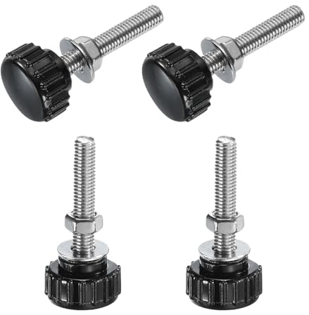 QUARKZMAN 4 Stück Rändelschraube mit Gewinde M5 x 30mm Rundkopfschraube mit Muttern Unterlegscheiben, Flügelschrauben Edelstahl 304 Klemmhebel 18mm Klemmknöpfe für Maschine